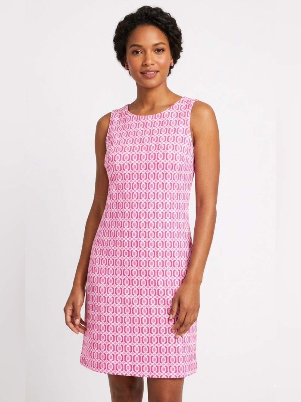 Jude Connally Pink & Red Geometric Shift Dress
